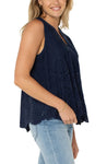 Sleeveless Pintuck Top - Navy