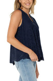 Sleeveless Pintuck Top - Navy