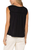 Sleeveless Shirred Detail Top - Black