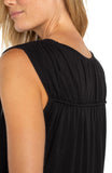 Sleeveless Shirred Detail Top - Black