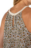 Sleeveless Knit Halter Neck Top with Crochet Detail
