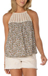 Sleeveless Knit Halter Neck Top with Crochet Detail