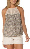 Sleeveless Knit Halter Neck Top with Crochet Detail
