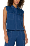 Sleeveless Cargo Shirt - Blue