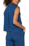 Sleeveless Cargo Shirt - Blue
