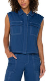 Sleeveless Cargo Shirt - Blue