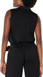 Surplice Top with Self-tie - Black