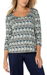 Long Sleeve Shirred Detail Knit Top