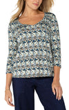 Long Sleeve Shirred Detail Knit Top