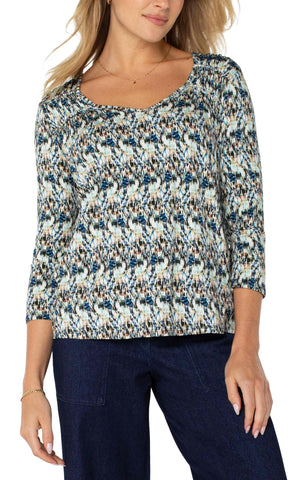 Long Sleeve Shirred Detail Knit Top