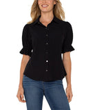 Snap Front Knit Shirt - Black