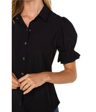 Snap Front Knit Shirt - Black