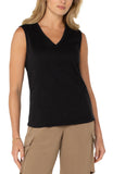 Sleeveless V-Neck Knit Top - Black