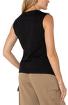 Sleeveless V-Neck Knit Top - Black