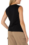Sleeveless V-Neck Knit Top - Black