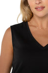 Sleeveless V-Neck Knit Top - Black