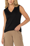 Sleeveless V-Neck Knit Top - Black