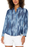 Long Sleeve Woven Shirt - Watercolour Ikat