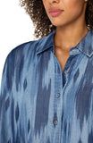 Long Sleeve Woven Shirt - Watercolour Ikat