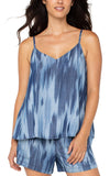 V-Neck Woven Cami - Watercolour Ikat
