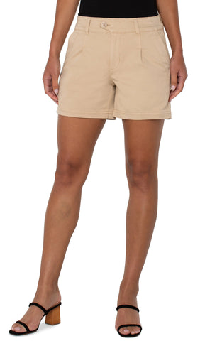 Liverpool Pleated Trouser Shorts - Cappuccino