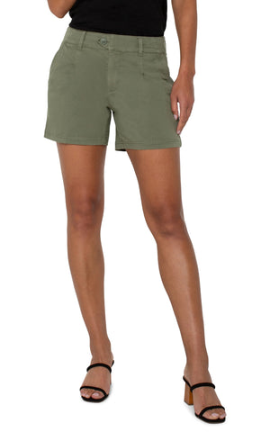 Liverpool Pleated Trouser Shorts - Martini Olive