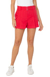 Liverpool Pleated Trouser Shorts with Belt - Geranium
