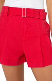 Liverpool Pleated Trouser Shorts with Belt - Geranium