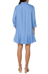 Shirt Dress with Flounce Hem - Chambray Blue