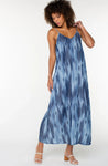 Spaghetti Strap Maxi Dress - Blue Watercolour Ikat