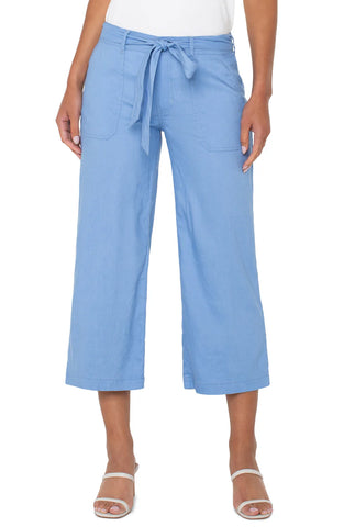 Belted Wide Leg Crop - Chambray Blue