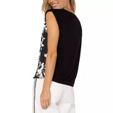Printed Sleeveless Blouse - B/W Floral