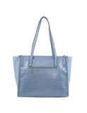 Milleni Vegan Leather Tote Bag - Blue Croc