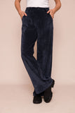 Suzy D Missy  Velvet Wide Leg Trouser - Navy