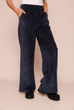 Suzy D Missy  Velvet Wide Leg Trouser - Navy