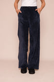 Suzy D Missy  Velvet Wide Leg Trouser - Navy