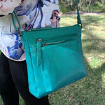 Milleni Nappa Leather Cross-Body Bag - Turquoise