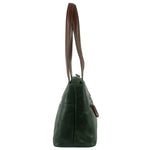 Milleni Nappa Leather Shoulder Bag - Emerald/Chestnut
