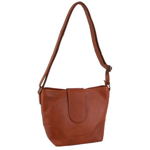 Milleni Leather Cross-Body Bag in Cognac