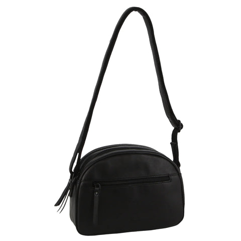 Milleni Leather Multi-Zip Cross-Body Bag in Black