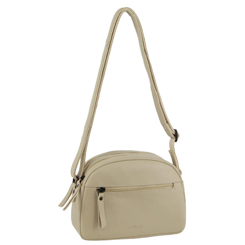 Milleni Leather Multi-Zip Cross-Body Bag in Cement