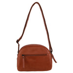 Milleni Leather Multi-Zip Cross-Body Bag in Cognac