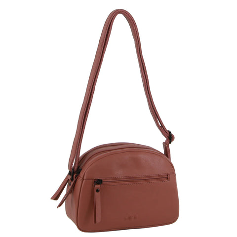 Milleni Leather Multi-Zip Cross-Body Bag in Rose