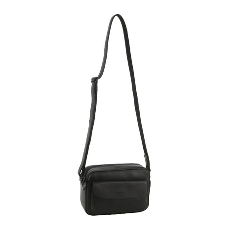 Milleni Leather Multi-Zip Crossbody Bag - Black