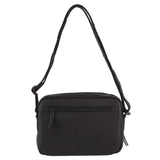 Milleni Leather Ladies Multi-Zip Cross-Body Bag - Black