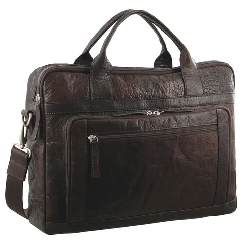 Pierre Cardin Rustic Leather Brown Computer Bag