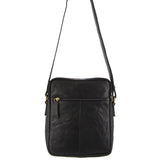 Pierre Cardin Rustic Leather Crossbody Bag - Black