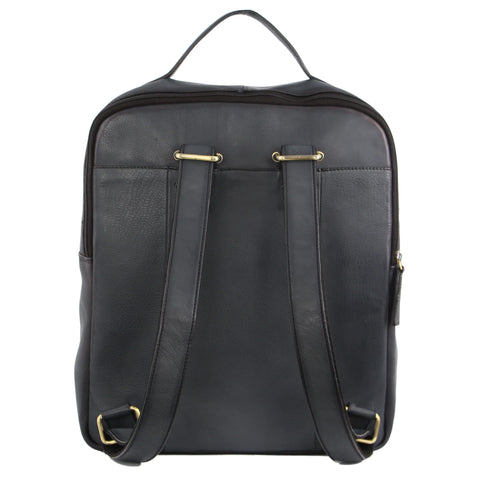 Pierre Cardin Rustic Leather Computer Bag Backpack Black Tom Bridget Boutique