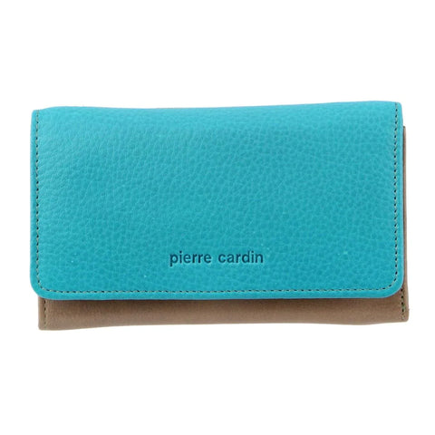 Pierre Cardin Ladies Leather Wallet - Turquoise/Taupe
