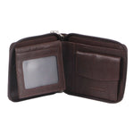 PIERRE CARDIN MEN'S ZIP-AROUND LEATHER WALLET WITH CHAIN - BROWN